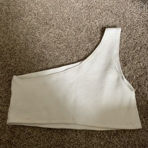 One Shoulder Cream Crop Top